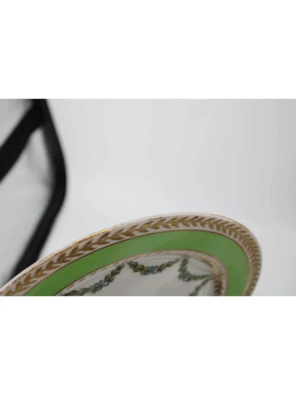 T & V France Green Gold Salad Luncheon Plate China Antique T&V Vintage 94703